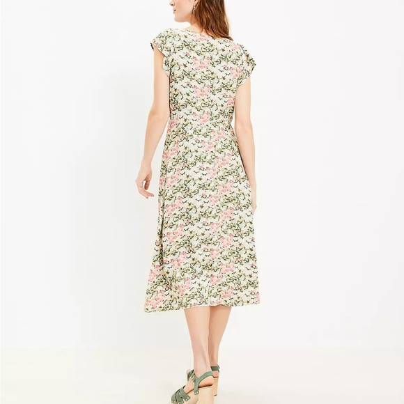Loft Multicolor Floral Short Sleeve Summer Sundress Midi Dress size 10 - Picture 2 of 14